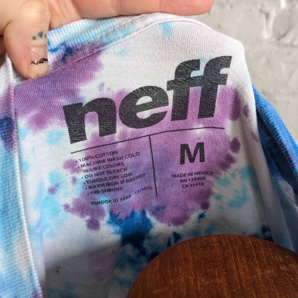 Retro 70s Pastel Tiedye Psychedelic NEFF Warriors Graphic Print Oversize Tee - Picture 6 of 7